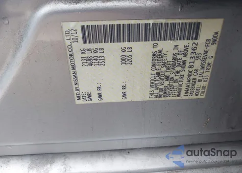 2013 Nissan Maxima 3.5 Sv z USA, uszkodzony, nr VIN 1N4AA5AP4DC813362